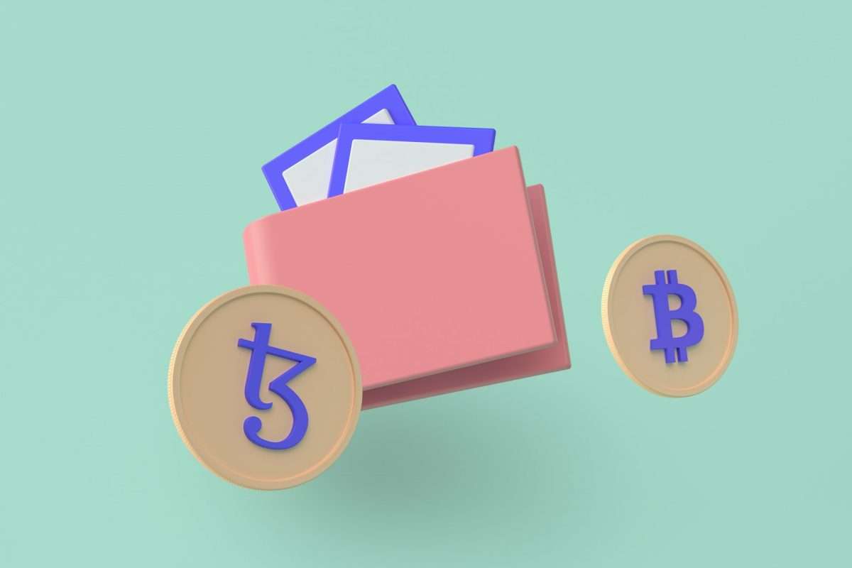 Cartoon image of a crypto wallet for a blog post with tops on setting up a crypto wallet